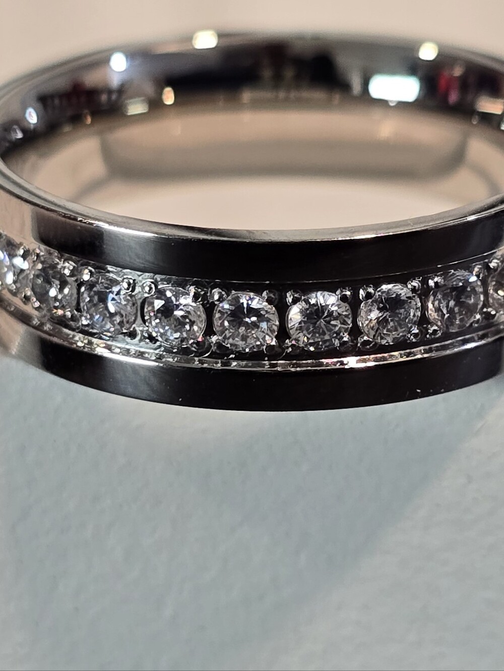 Qorn Iced Out CZ Ring Silver 316L Stainless Steel Diamond Look Gym Proof. 6mm - Picture 7 of 9